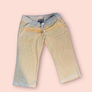 pale pastel yellow vintage juicy couture capri terry pants